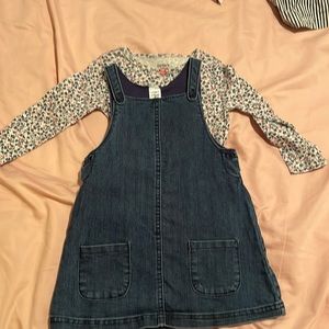 Carters jumper overall denim set with matching floral top size 24 months NWOT